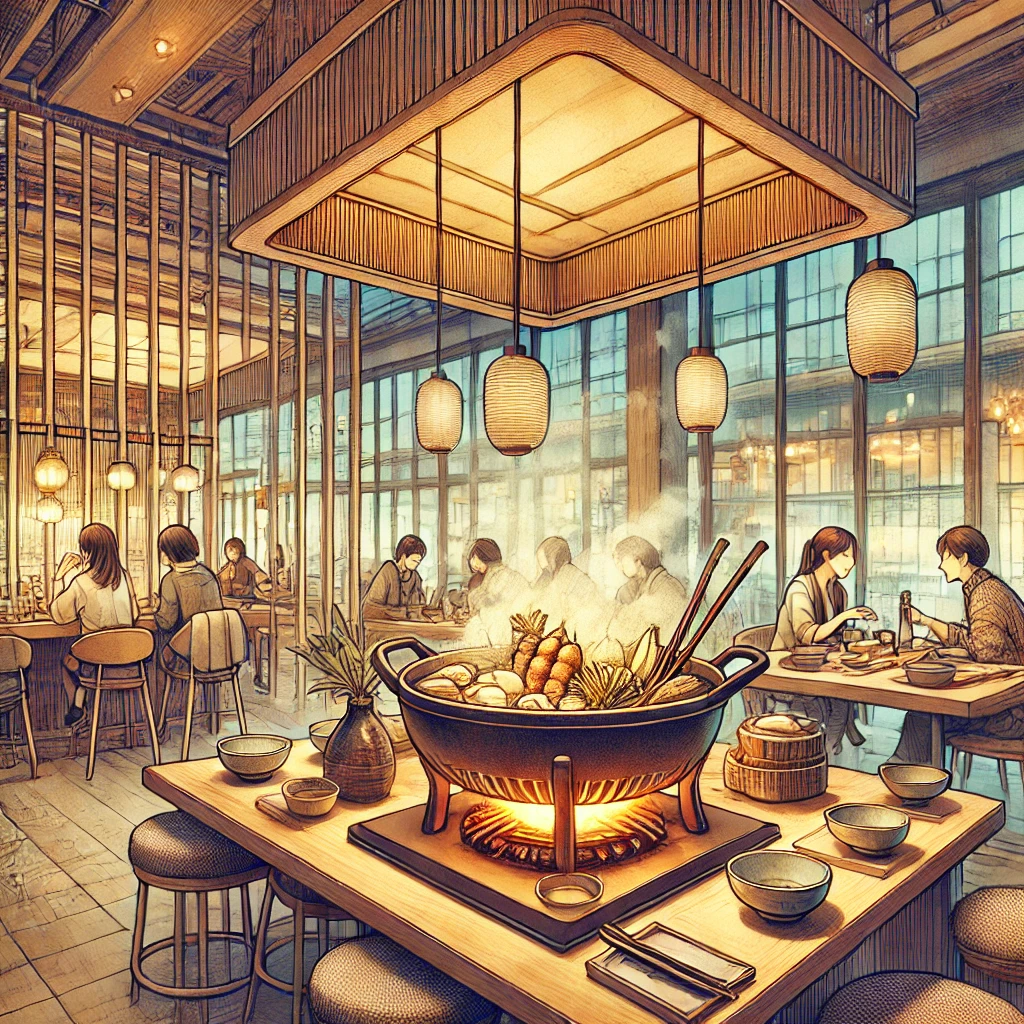 Samon. Couples and office workers eating oden.