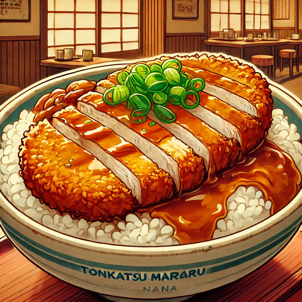 Tonkatsu Maru Nana. Pork cutlet rice bowl with sauce