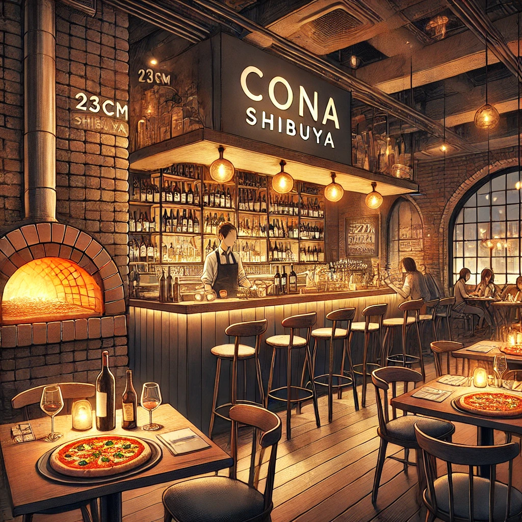 cona. The restaurant has a stylish atmosphere and serves stone oven pizza.